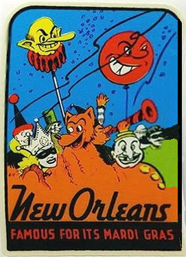 (image for) Louisiana (3) New Orleans Mardi Gras Vintage Vacation Stickers